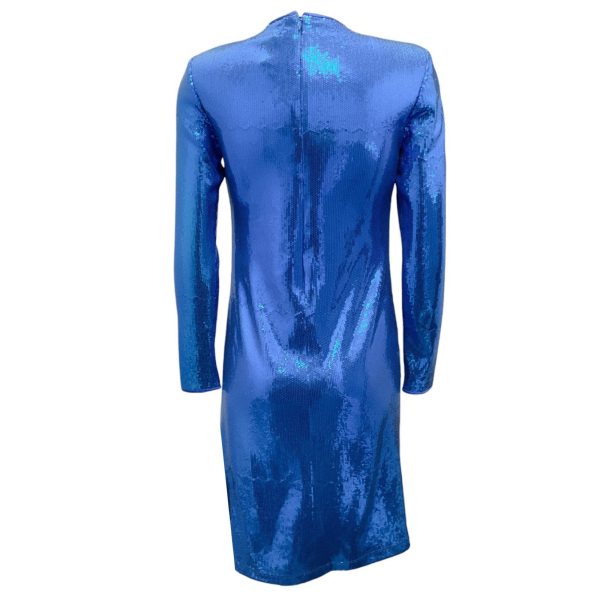 Jackie Rogers Blue Sequined Long Sleeved Cocktail Dress Supply