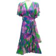 Prabal Gurung Blue   Pink   Green Flutter Sleeved Silk Midi Dress Cheap