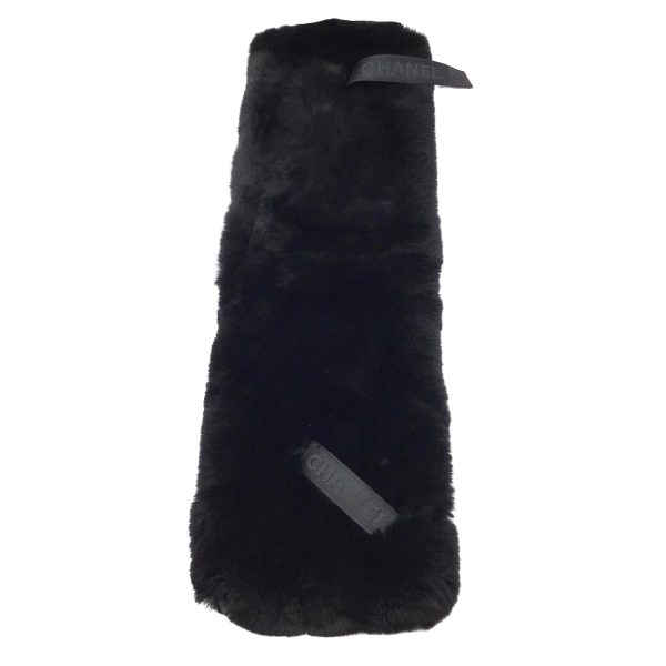 Chanel Black Rex Rabbit Fur Collar   Scarf For Discount