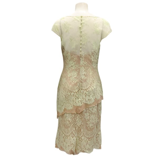 Angel Sanchez Lime   Beige Lace Overlay Cocktail Dress Online Sale