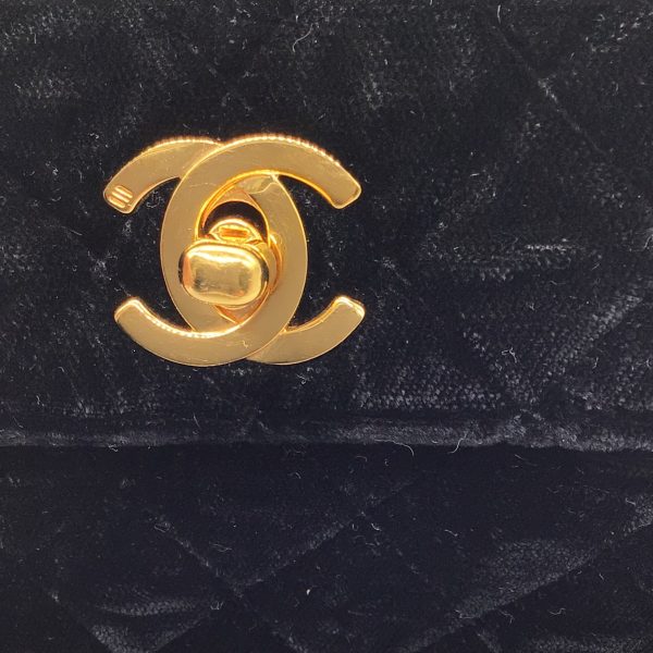 Chanel Black Vintage 80 s Quilted Velvet Mini Flap Bag Online Hot Sale