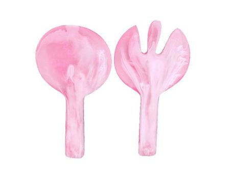 SHORT HANDLE SALAD SERVERS IN PINK SWIRL For Cheap