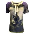 Jean Paul Gaultier Purple   Ivory   Black Vintage Cyber Dot Printed Mesh Top Discount