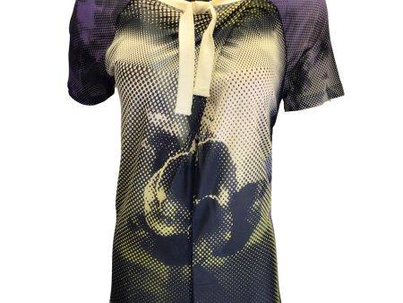 Jean Paul Gaultier Purple   Ivory   Black Vintage Cyber Dot Printed Mesh Top Discount