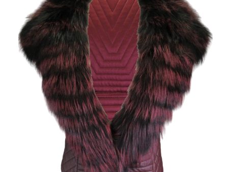 J. Mendel Burgundy Fox Fur Trimmed Quilted Leather Vest Discount