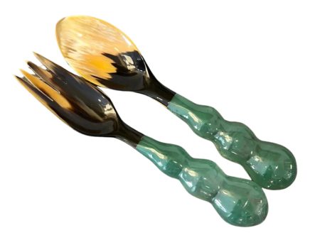 LILY JULIET MARDI GRAS RESIN SALAD SERVERS IN SAGE Sale