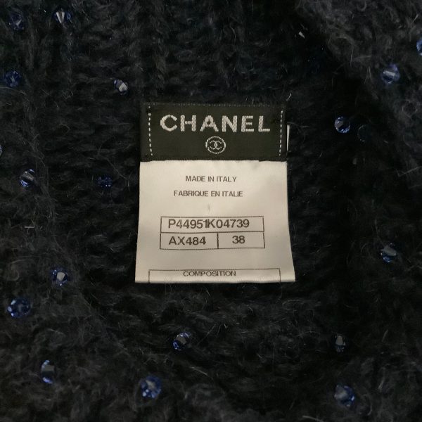 Chanel Navy Blue Cashmere and Mohair Sweater with Sequins Supply