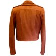 Brandon Maxwell Caramel Suede Double Layer Moto Jacket For Discount