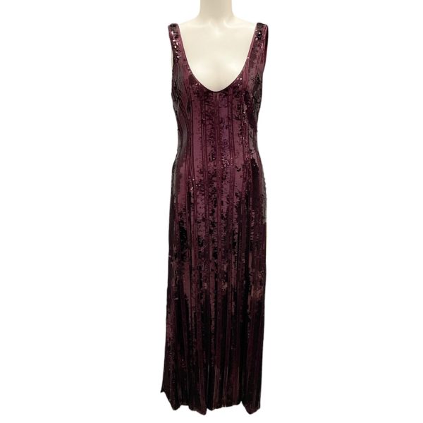 Galvan London Oxblood Sequined Burnished Valletta Dress Fashion