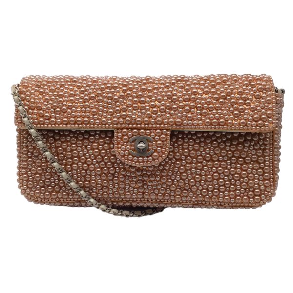 Chanel Vintage Rose Pearl Embellished Flap Handbag Online Hot Sale