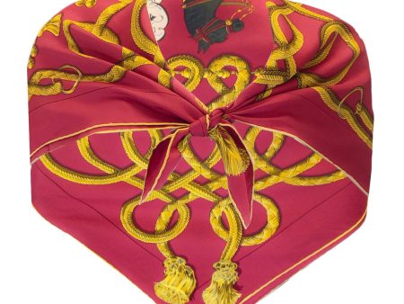 Hermes Red   Gold Multi Palefroi Square Silk Twill Scarf Discount