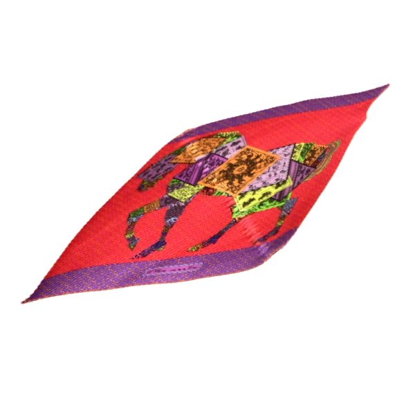 Hermes Pink   Purple Multi A Cheval sur mon Carre Plisse Pleated Silk Twill Scarf Fashion