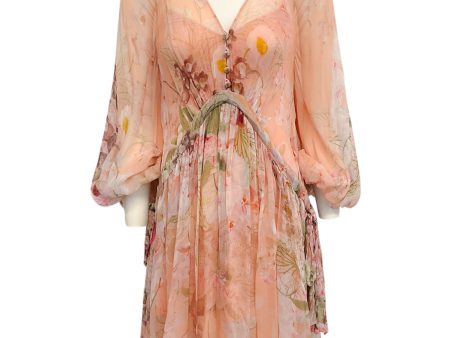 Zimmermann Blush Garden Floral Dancer Drawn Mini Dress Online Sale