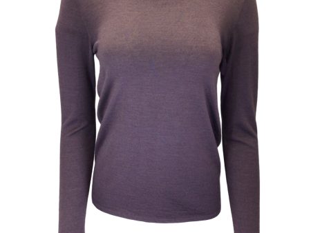 Brunello Cucinelli Purple Long Sleeved Cashmere and Silk Knit Sweater For Cheap