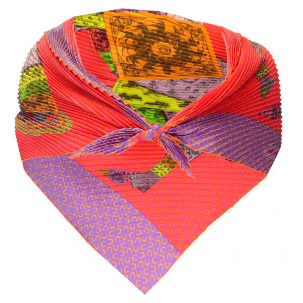 Hermes Pink   Purple Multi A Cheval sur mon Carre Plisse Pleated Silk Twill Scarf Fashion