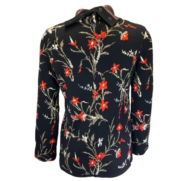 Balenciaga Black   Red 2016 Floral Wool Knit Sweater Discount