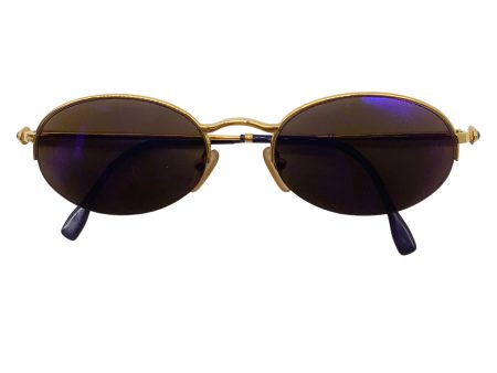 Boucheron Blue Vintage 1990s Retro Round Lens Gold Plated Sunglasses Online