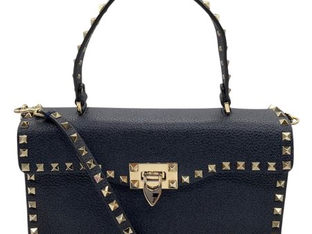 Valentino Blue Leather Top Handle Rockstud Handbag Sale