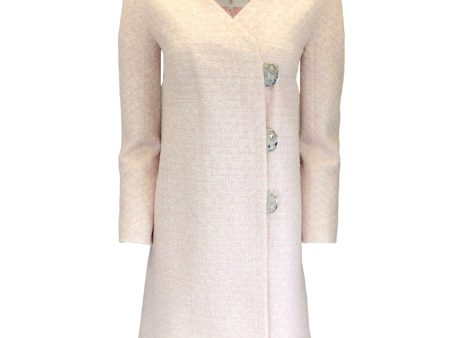 Chanel Light Pink   Ecru 2016 Three-Button Fantasy Tweed Coat Fashion