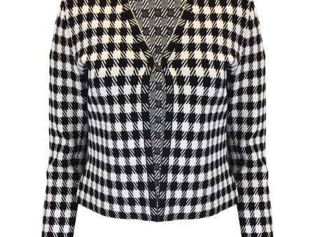 Alaia Black   White Check Knit Cardigan Sweater Discount