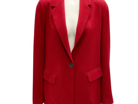 Rosetta Getty Red One-Button Wool Crepe Blazer Hot on Sale