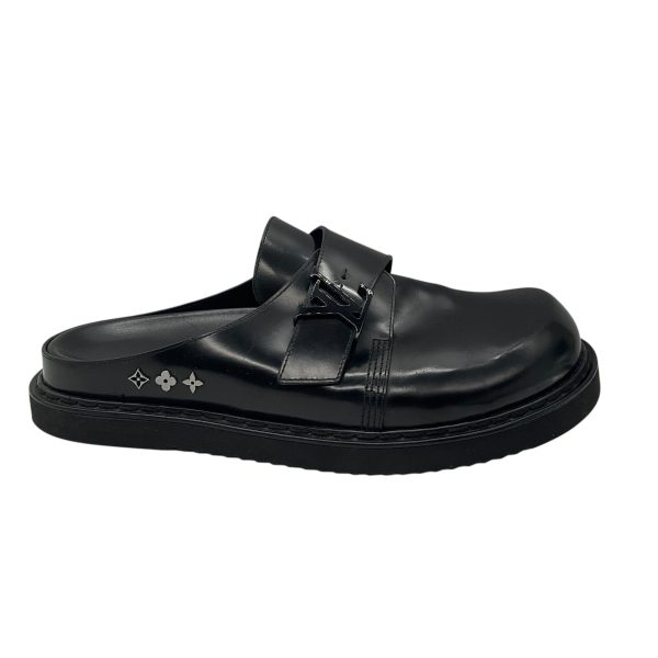 Louis Vuitton Men s Black Leather LV Monogram Easy Mule Fashion