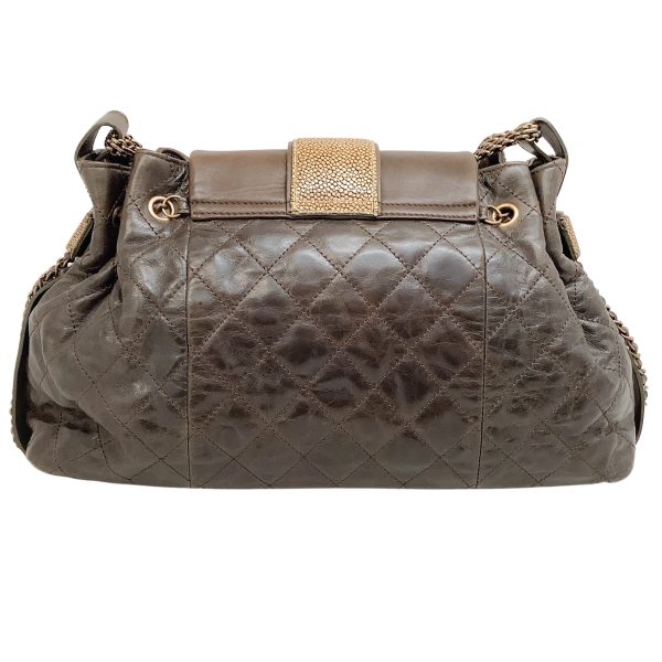 Chanel 2012 Brown Leather Quilted Bindi Shoulder Bag with Stingray Flap Fashion