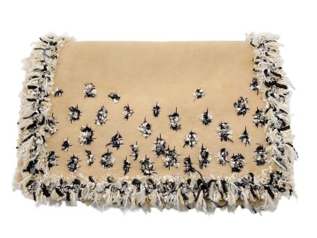 Chanel Beige 2005 Tweed Trimmed Lamb Shearling Scarf For Discount