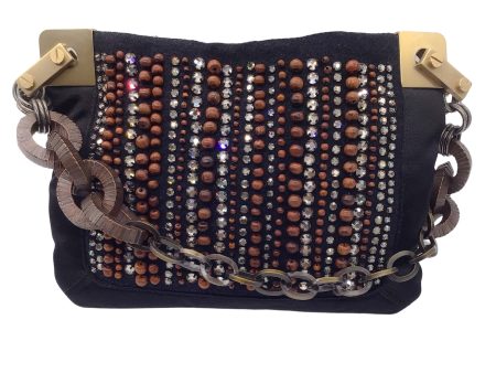 Lanvin Black Beaded and Rhinestone Embellished Silk Shoulder Bag Sale