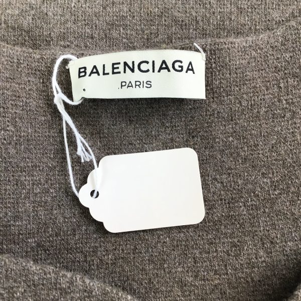 Balenciaga Taupe Short Sleeved Sweetheart Neckline Wool Knit Sweater Cheap