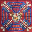 Hermes Red   Blue Multi Aux Champs Square Silk Twill Scarf For Cheap