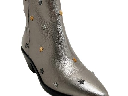 Zadig & Voltaire Silver Metallic Booties with Star Studs Sale