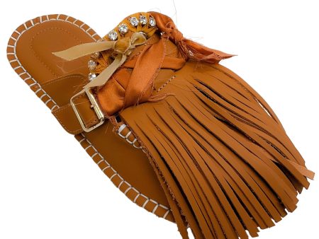 13 09 SR Brown Leather Puli Mules Sale