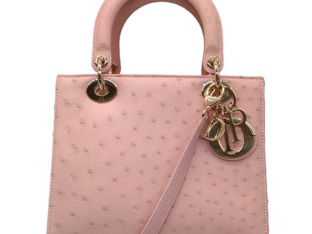 Christian Dior Light Pink Ostrich Skin Leather Lady Dior Handbag Online