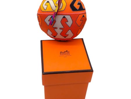 Hermes Orange Multi Printed Petit H Silk Ornament Fashion