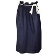 Atlantique Ascoli Navy Blue Long Cotton and Linen Skirt Discount