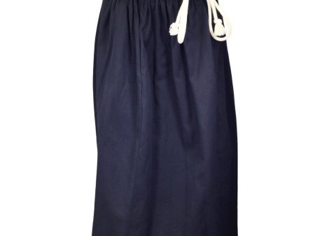 Atlantique Ascoli Navy Blue Long Cotton and Linen Skirt Discount