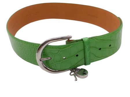 Ralph Lauren Green   Silver Lock Charm Wide Alligator Skin Leather Belt Online