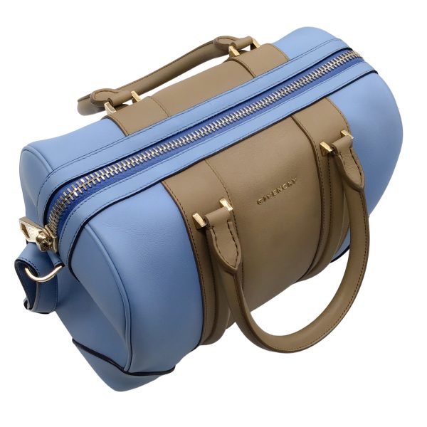 Givenchy Blue   Taupe Lucrezia Leather Double Top Handle Shoulder Bag Supply