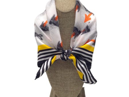 Prada White   Yellow   Orange   Black 2015 Bunny Arrow Print Square Silk Scarf Online Hot Sale