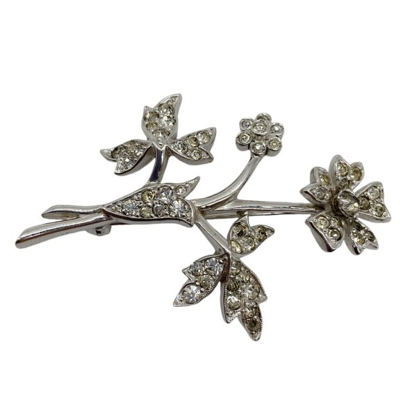 Christian Dior Crystal Embellished Floral Silver Brooch Online