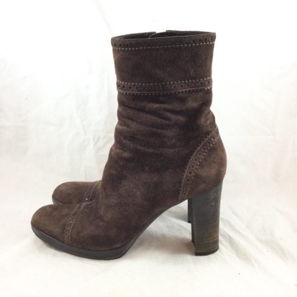 Sergio Rossi Suede Heeled Booties. Size 37 Online Hot Sale