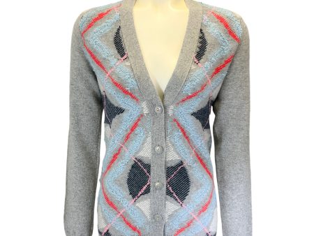 Barrie Grey Multi Cashmere Knit Cardigan Sweater For Sale