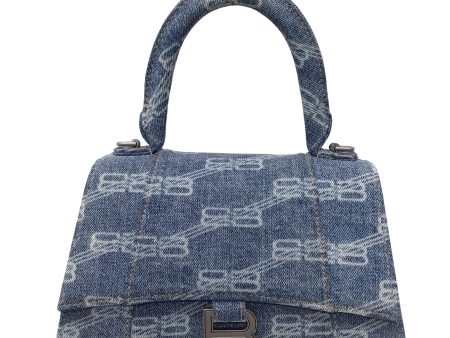 Balenciaga Blue BB Monogram Denim Small Hourglass Handbag Discount