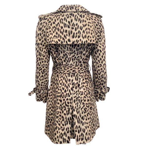 Celine Cotton Twill Leopard Print Short Trench Coat Online now