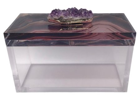 Kimberly McDonald Purple   Clear Stone Embellished Decorative Lucite Box Supply