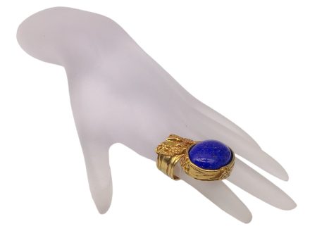 Yves Saint Laurent Blue Stone   Gold Plated Arty Cocktail Ring Discount