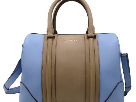 Givenchy Blue   Taupe Lucrezia Leather Double Top Handle Shoulder Bag Supply