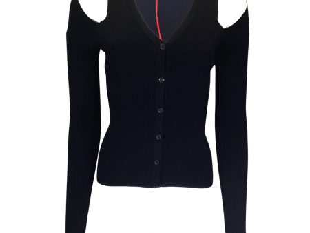 Alexander McQueen Black 2022 Cut-Out Detail Ribbed Knit Cardigan Sweater For Cheap