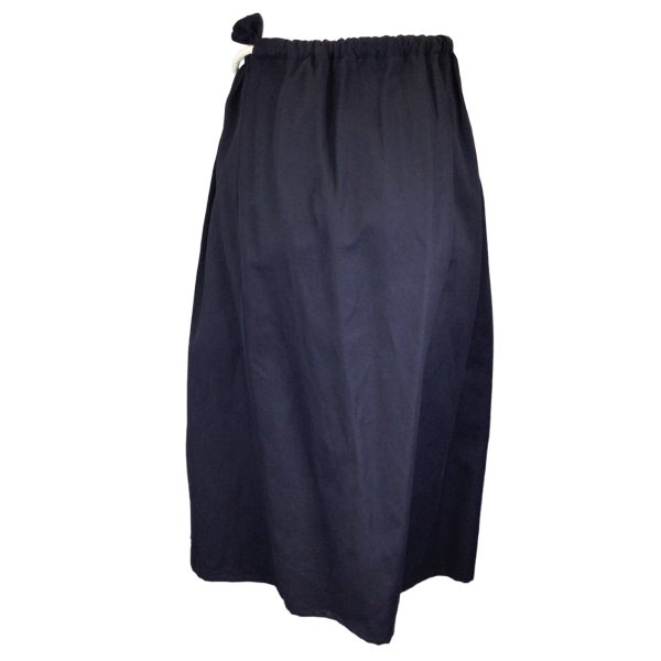 Atlantique Ascoli Navy Blue Long Cotton and Linen Skirt Discount